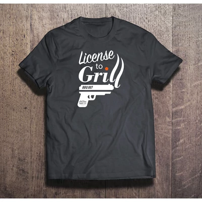 "License to Grill" egyedi póló, fekete, 2XL