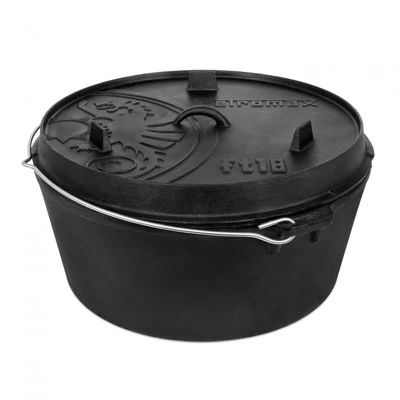 Petromax Dutch Oven, öntöttvas edény, 16 liter, lapos fenékkel