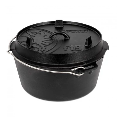 Petromax Dutch Oven, öntöttvas edény,  8 liter, lapos fenékkel