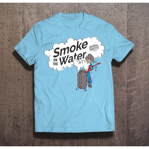 "Smoke on the water" egyedi póló, kék