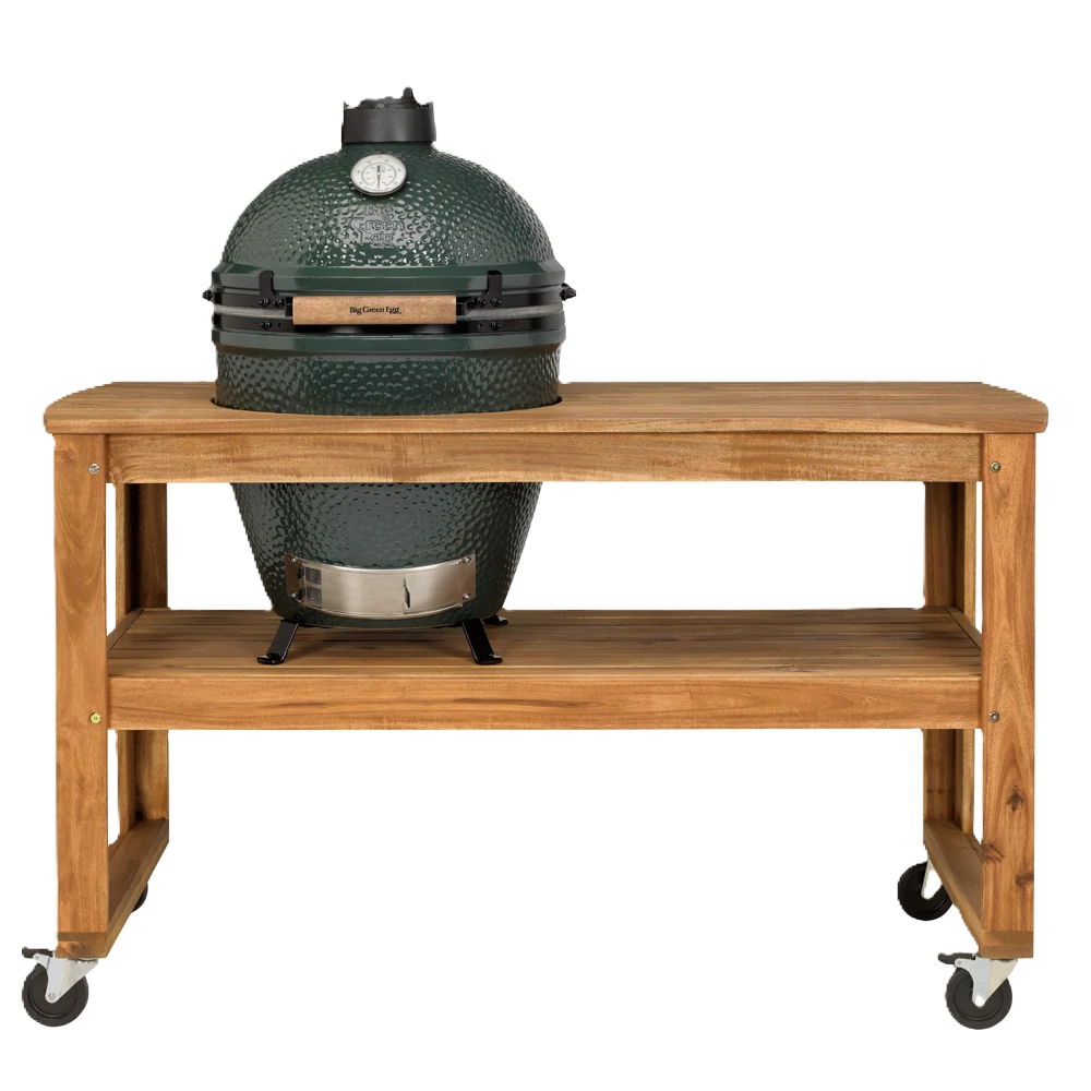 Big Green Egg eukaliptusz asztal görgővel -> Large