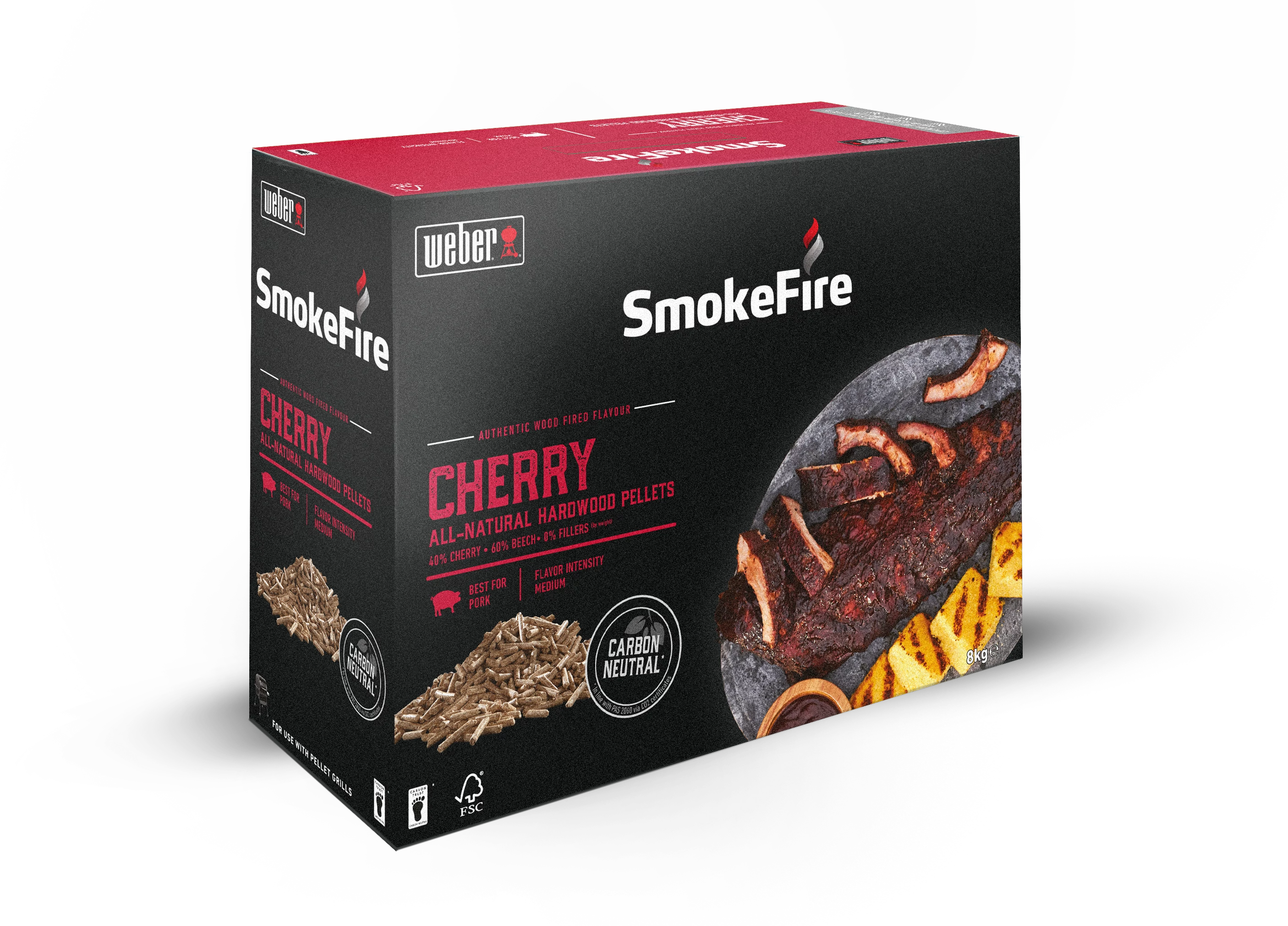 Weber 100%-ban természetes cseresznye keményfa pellet, 8 kg