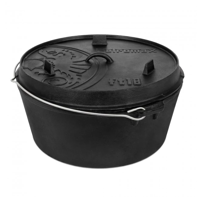 Petromax Dutch Oven, öntöttvas edény, 16 liter, lapos fenékkel