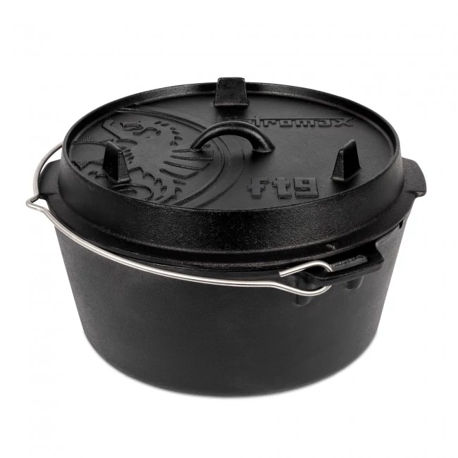 Petromax Dutch Oven, öntöttvas edény,  8 liter, lapos fenékkel
