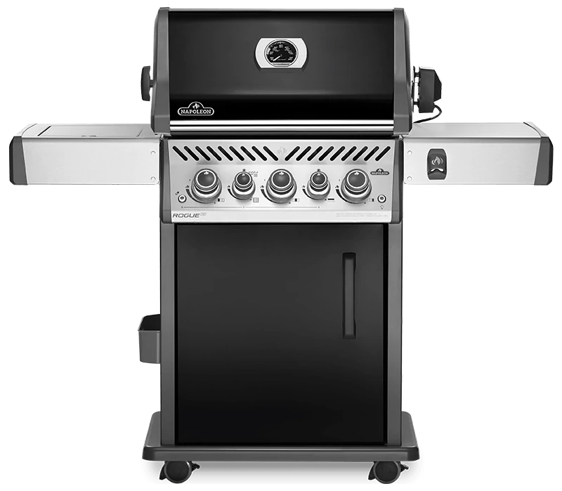Napoleon Rogue SE 425 RSIB gázgrill, fekete, Special Edition, infra hátsó és oldalégő, motoros forgatónyárs
